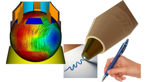 Seeking Fluid dynamic numerical simulation of a ballpoint pen writing system